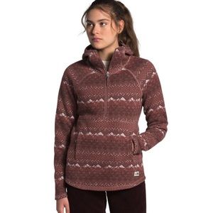 North Face print Fleece 1/2 zip hoodie size L NWT